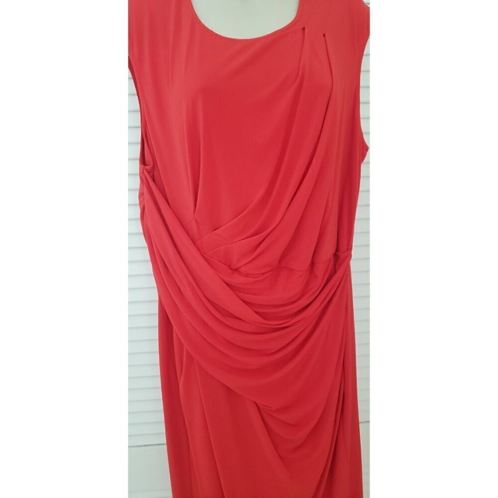 NEW NANETTE LEPORE CANDY APPLE RED FRONT DRAPERY FAUX WRAP MIDI DRESS SZ 14 - Picture 3 of 7